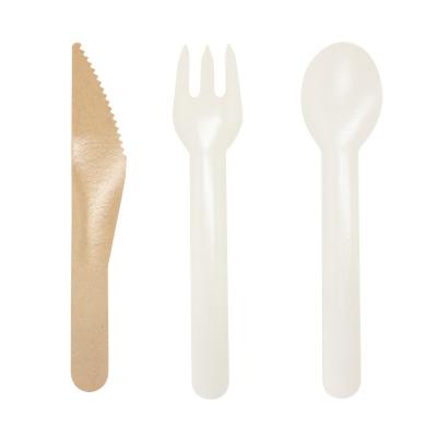 China Disposable Cutlery Paper Utensils Cutlery Set Wedding Compostable Eco-Friendly Biodegradable Paper Fork Cutlery Set Eco-Friendly Stocked Disposable Cutlery for sale