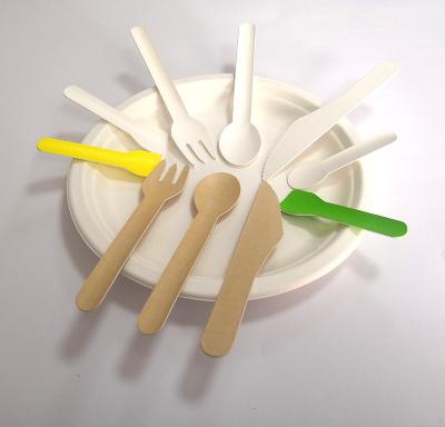 China Wholesale Custom Food Disposable Paper Kitchen Spoon LOGO Knife Set Fork Cutlery for sale