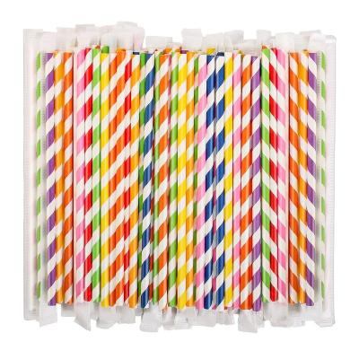 China Individually Wrapped Biodegradable Biodegradable Stocked Disposable Eco Friendly Paper Drinking Straws Colorful Disposable Paper Straws for sale