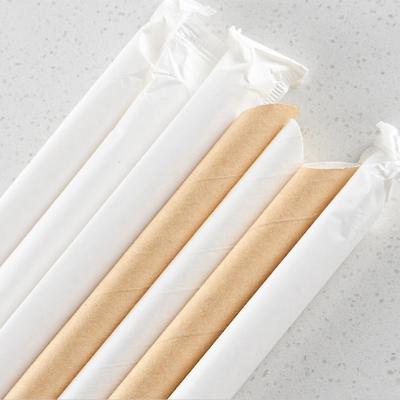 China 210 Mm Paper Wrapped Paper Straws Individually Brown White Disposable Eco Friendly Biodegradable Stocked Strong Plain For Drinking Party Restaurant Coffee for sale