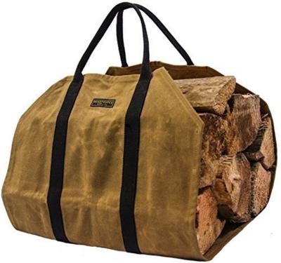 China Canvas Firewood Log Carrier Wholesale Price Waxed Durable Canvas Firewood Carrier Firewood Log Tote Bag for sale