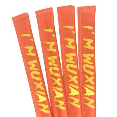 China Disposable Kraft Paper Packing Disposable Bamboo Charring Chopsticks Printed Logo for sale