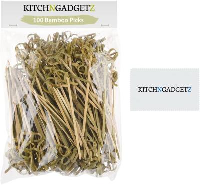 China 300 disposable packets - 4.1 inches - with knot loops - for cocktail or barbecue snacks, sandwiches, etc. Bamboo Cocktail Picks for sale