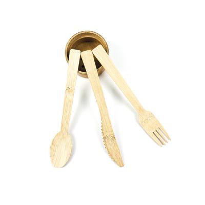 China Wholesale Disposable Bamboo Cutlery Set Disposable Bamboo Wooden Fork Spoon Knife Set Flat Dinnerware Set For Restaurant for sale