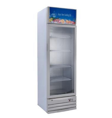 China 218Liter Single-Temperature Display Glass Door Upright Freezer Refrigerator Solar Cooler/Showcase 12v 24v DC With Solar System for sale