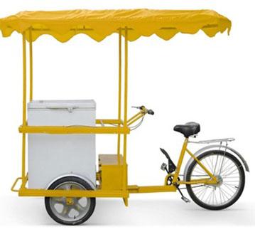 China Frozen Food Plant DC 12v/24v With Freezer 208liter Ice Cream Tricycle Solar Bike Food Truck With Solar Freezer Cooled Food for sale