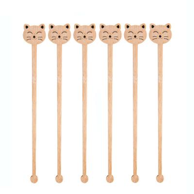 China Natural Bamboo Party Restaurant Picnic Coffee Stir Sticks Hot/Cold Beverage Stirrers For Cafe Bar Supply 60 Counts 6.9