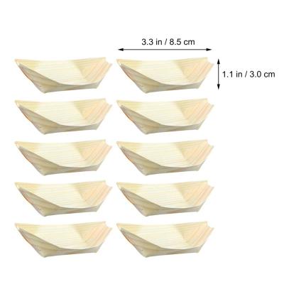 China Disposable Disposable Wooden Sushi Boat Sushi Boat Premium Food Snack Serving Rolls Eco-friendly Wooden Sushi Boat Serving Tray for sale