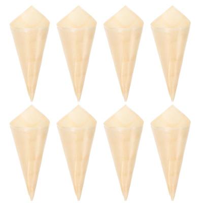 China 50pcs Disposable Appetizer Cones Disposable Wooden Ice Cream Cone Cups Party Candy Cones for sale