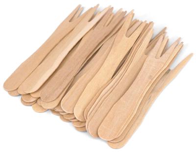 China Party Restaurant Picnic Forks Mini Fork Cutlery Utensils 100% Natural Birch Wood Disposable Birch Wood Eco-Friendly Fork Fork for sale