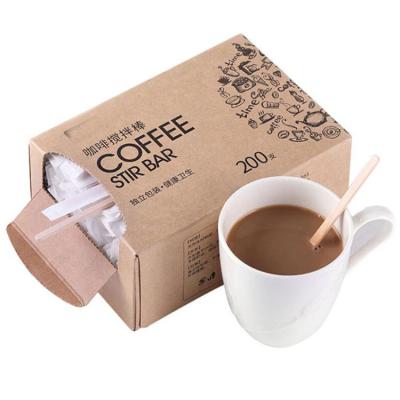 China Disposable Eco Box Packaging 14cm Wooden Coffee Stick Drink Stirrer Wooden Coffee Stirrer for sale