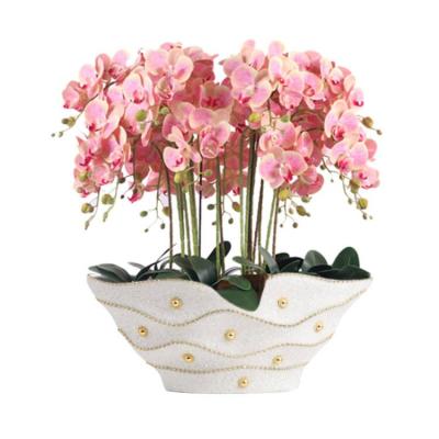 China Table Decoration Fiberglass GRP Orchid Flower Pot Planter Modern Modern Home Vase With Luxury Diamond for sale