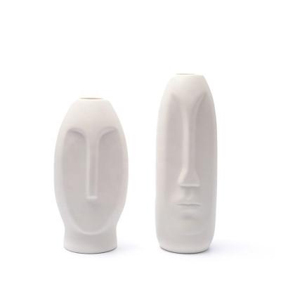 China Human Face Egg Shaped Minimalist Oval Head Planter 10 Inch Cement Plant Pot Succulent Planter for sale