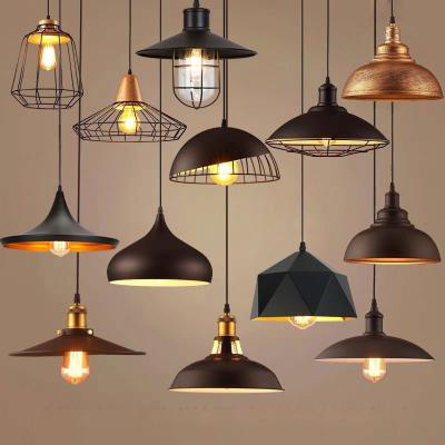 China Retro creative single-headed iron pot cover simple restaurant lamps American retro Nordic industrial style bar chandelier for sale