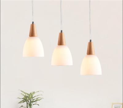 China Modern minimalist Modern minimalist Nordic restaurant bedroom glass creative personality energy-saving wooden led tea room small chandelier for sale