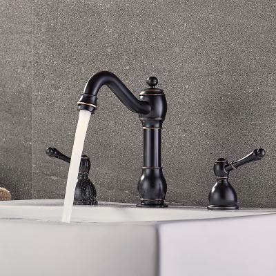 China China Best Faucets Luxurious Brass Bathroom Faucet 3 Hole Black Low Price Thermostatic Faucet for sale