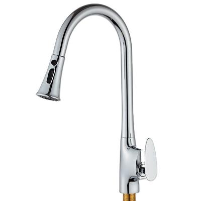 China New Style Modern Sturdy Spring Single Handle Pull Down Water Faucet Kitchen Faucet Sink With Sprayer for sale