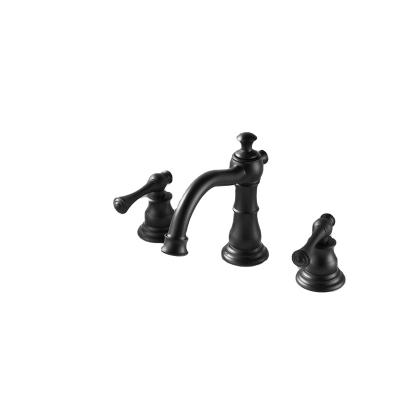 China New Arrival Modern 3 Hole Faucet Factory Style Black Material Fashionable Bathroom Faucet for sale