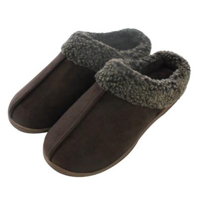 China Indoor Fleece Two Tone Collar Anti-odor Berber Men Memory Foam Moccasin Slippers Winter Home Shoes for sale