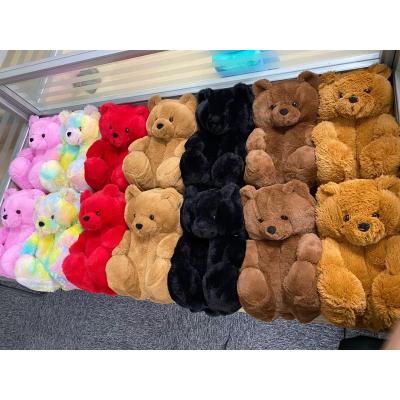 China 2020 Wholesale Cheap Teddy Bear Slippers Teddy Bear Slippers Brown Indoor Plush Lady Shoe Women House Slipper Plush For Girls for sale