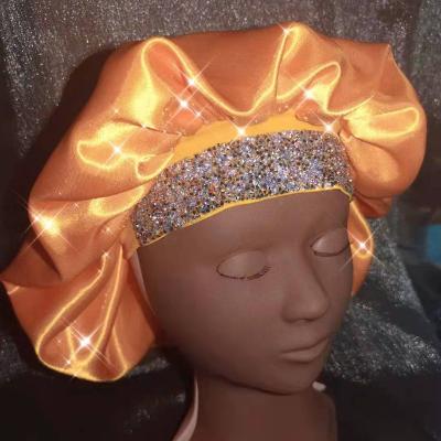 China Viable Wholesale Custom Designer Industry Customize Satin Hair Rhinestone Cowl Bling Hair Cowls for WI for Kids Girls and Women for sale