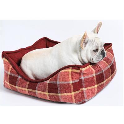 China Removable Cover Pet Provides Super Soft Easy To Clean Pet Products Lattice Cat Bed Pet Sofa Bed for sale