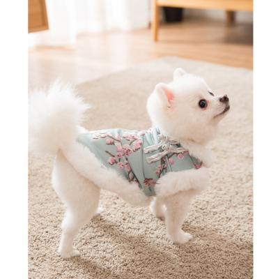 China Viable Cheongsam Style Luxury Silk Brocade Dresses Plum Blossom Print Pet Fashion Dog Clothes for sale