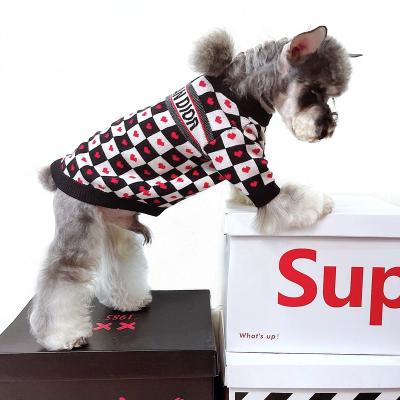 China Factory Sale Various Winter Style Plaid Viable Block Wool Knitting Pet Sweaters Dog Clothes for sale