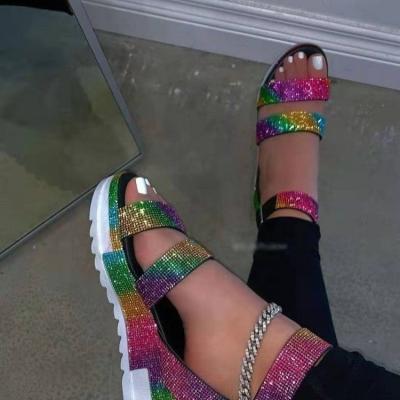 China Fashion Trend Women's Summer Fashion Shoes Crystal Rhinestone Toe Outdoor Summer Platform Sandals Open For Women for sale