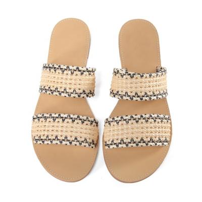 China CUSHIONING Fashion Women Slippers Ladies Sandals Two Layers Flat Shoes Beach Outdoor Slipper for sale