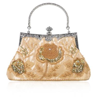 China Fashion classic embroidered noble gas antique handmade beaded sequins lady Cheongsam chic party handbag for sale