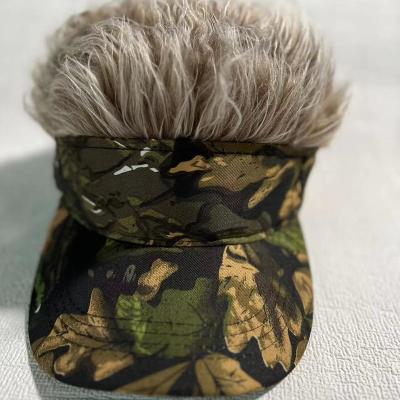 China Popular fashion camouflage wig baseball cap duck hair cap cotton owner hat can add logo plus printing for sale