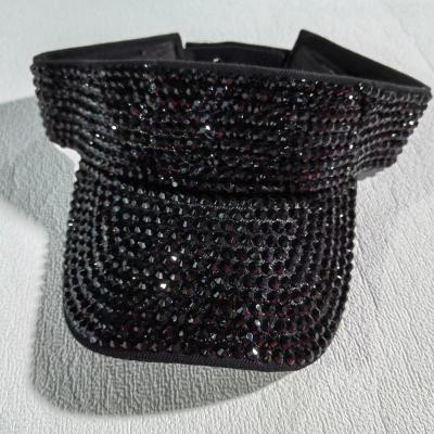 China Large Character Rhinestone Brim Summer Sun Hat With Blank Top for sale