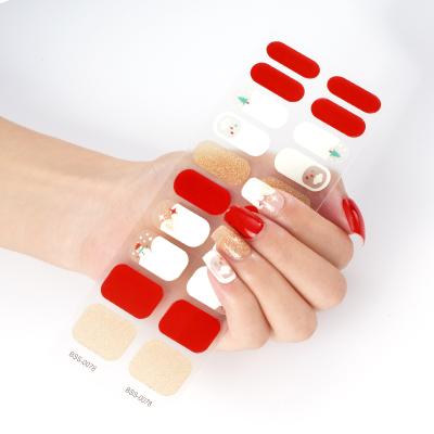 China Hot New Eco-friendly Christmas Logo Snowflake Custom Nail Gel Nail Stickers Wraps For Woman for sale