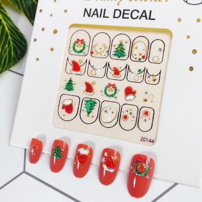 China Zhengxiang Factory Nail Sticker Snowflake Christmas Tree Eco-friendly Metal 3D Christmas Nail Decal for sale