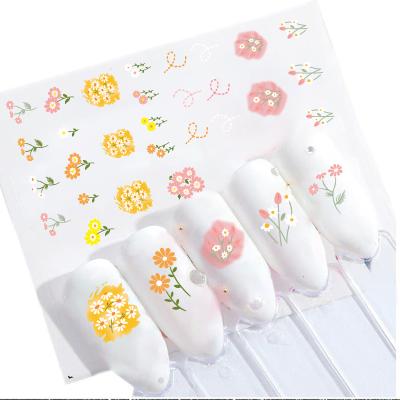 China Eco-Friendly Custom Self Adhesive Logo Nail Flower Water Decals Printed Decorative Nail Foils Diy for sale