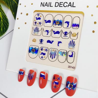 China Wholesale Nail Decals 5D Nail Decals Best Price Eco-friendly Material Gold Metal Whale Nail Decals for sale