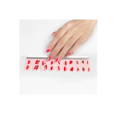 China New Eco-friendly Hot Selling Nail Art Supplier Nail Wrap Glitter Nail Polish Stickers 20pcs/strips for sale