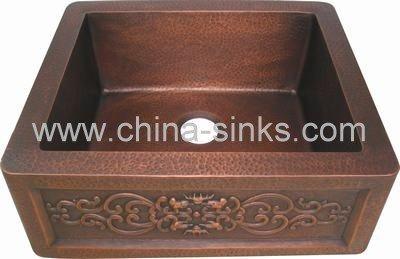 China Without faucet hand hammered copper sink for sale