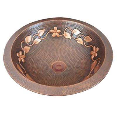 China Classic Granite Hand Hammered Copper Bathroom Sink / Lavatory Sink With Round Shape for sale