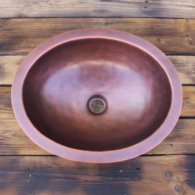 China Wash Hand Copper Bathroom Sink / Smooth Oval Copper Bath Sink for sale