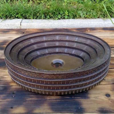 China Ancient Roman Amphitheater Desgin Hotel / Villas Ornament Handmade Bronze Basin Sink With Ancient Roman Amphitheater NaJing Castle Design for sale