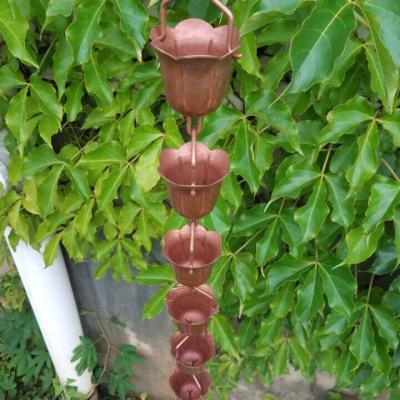 China Artificial villas copper chain/garden stick rain chain/temple farmhouse ornament hammered copper rain chain for sale