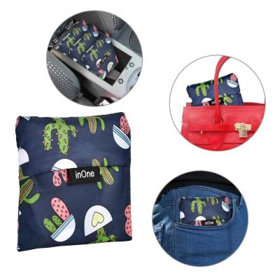 China Wholesale High Quality Grocery Recyclable Cheap Reusable Nylon Polyester Eco Portable Foldable Shopping Bag For Women for sale