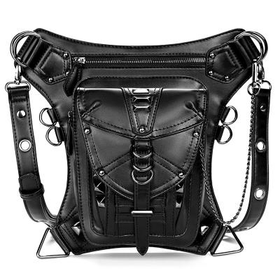 China Fanny Packs Motorcycle Thigh Hip Leg PU Leather Waist Bag Chest Water Proof Water Proof Rock Shoulder Cross Punk Gothic Unisex Steamer Belt - Body Bags for sale