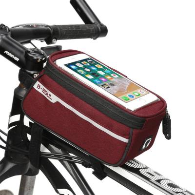 China Fashion Bike Mobile Phone Front Frame Bag Bicycle Bag Waterproof Bike Earphone Hole Below 6.7 Inch Reflective Caces for sale