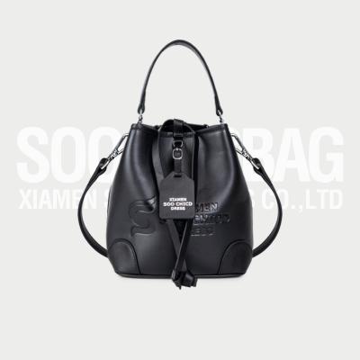 China Leather Or PU Customized Leather Bucket Bag For Women With Removable Shoulder Strap for sale