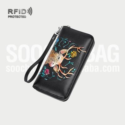 China RFID Custom RFID Personalized Hand Painted Leather Passport Wallets Card Holder For Women for sale