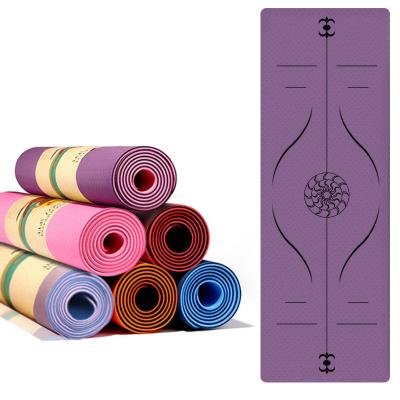 China Tape Non-Slip Anti-Tear Textured Matt Double Sided Pilates Fitness Tape Outdoor Yoga Mats With Alignment Marks For Women for sale