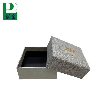 China Custom Jewerly Storage Gray Cloth Paper Box With Logo Gray Shimer Linen Paper Box for Jewelry Packaging for sale